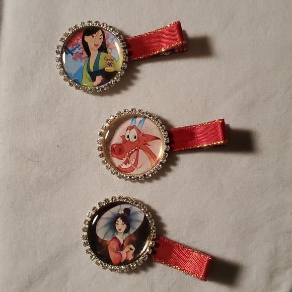 NEW DISNEY'S PRINCESS MULAN SPARKLY CLIPPY TRIO - Picture 1 of 1